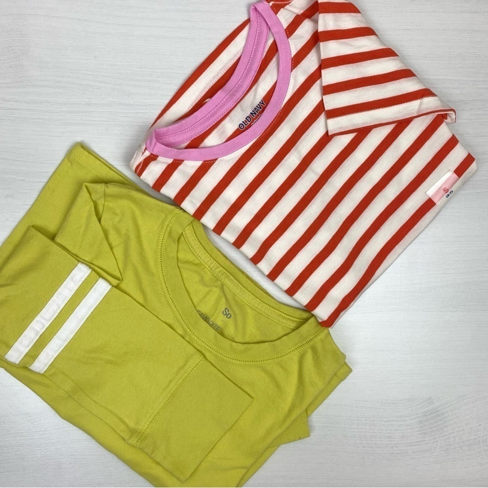 Kids Bundle: NWT Old Navy Red Stripe SS‎ Tee and SO Green LS Tee, Size S
